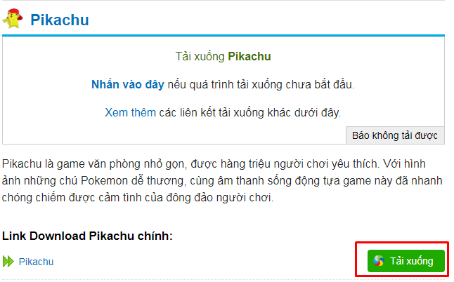 Ảnh minh hoạ: tải và cài đặt game Pikachu (2)