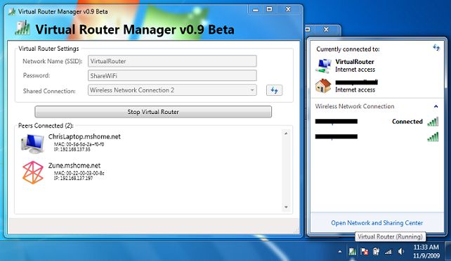 Download Virtual Router - Phần mềm phát và chia sẻ wifi từ máy tính